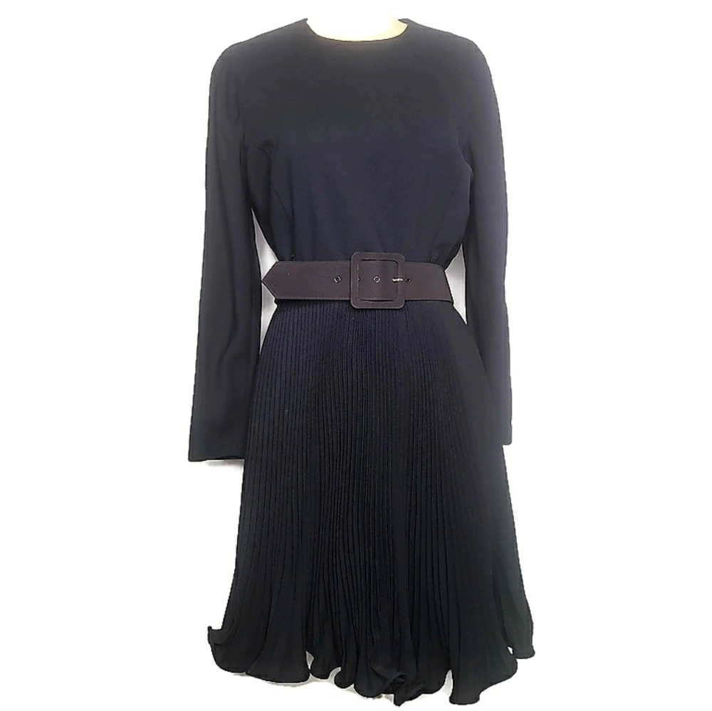 1980s Scassi Vintage Black Crystal Pleat Dress